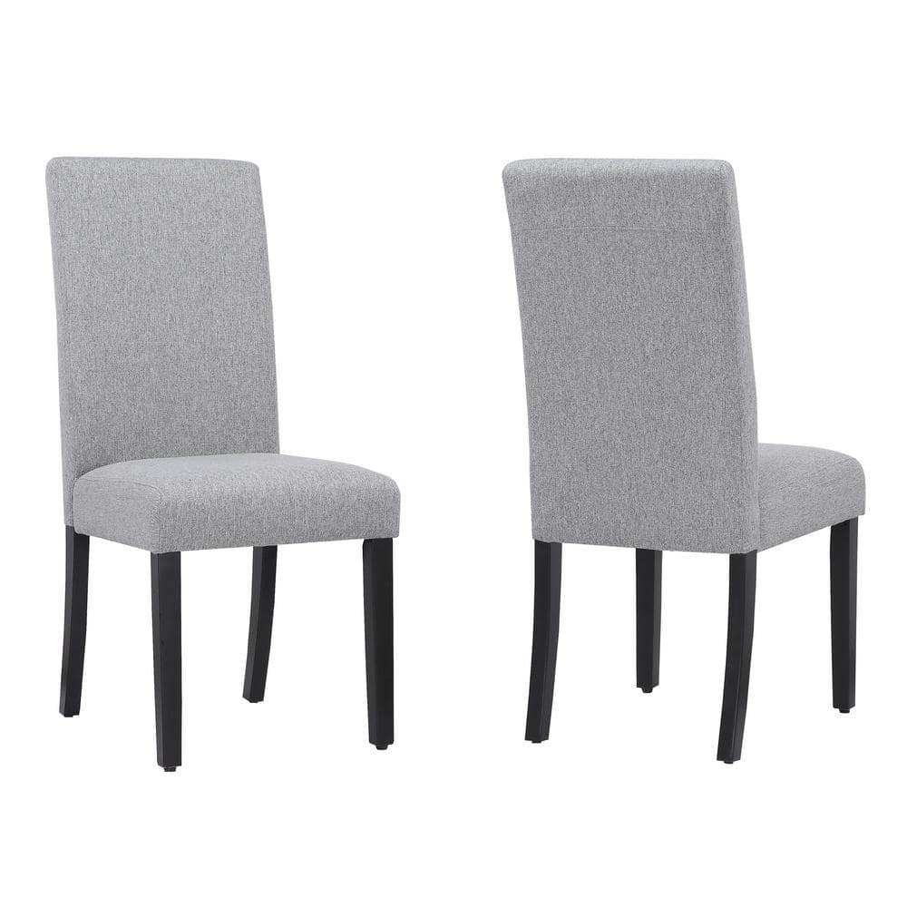 High Gray Upholstered Parsons Side Chair with Linen and Wood