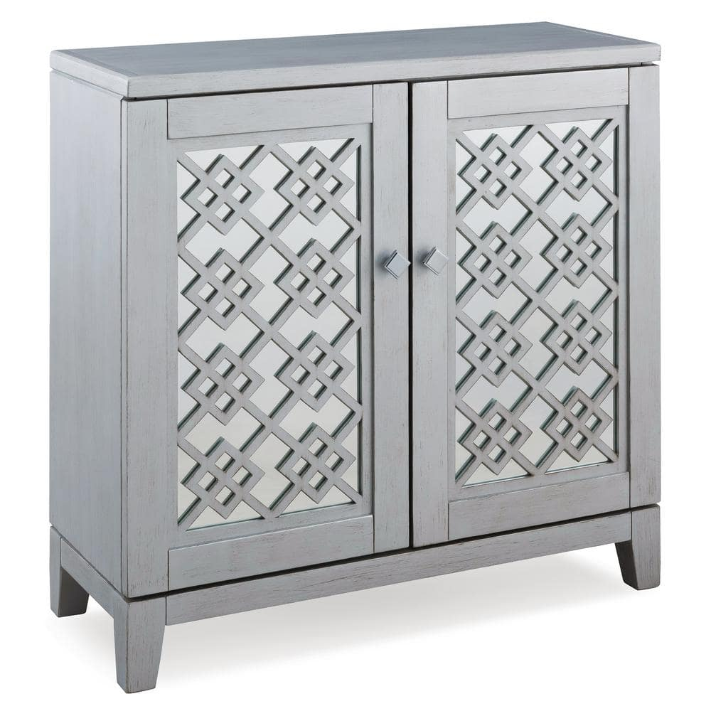 Leick Diamond Mirrored Wood Console Table in Silver Leaf