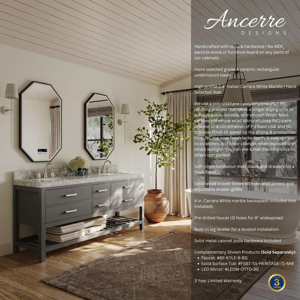 Ancerre Designs Elizabeth 72'' Double Bath Vanity Set