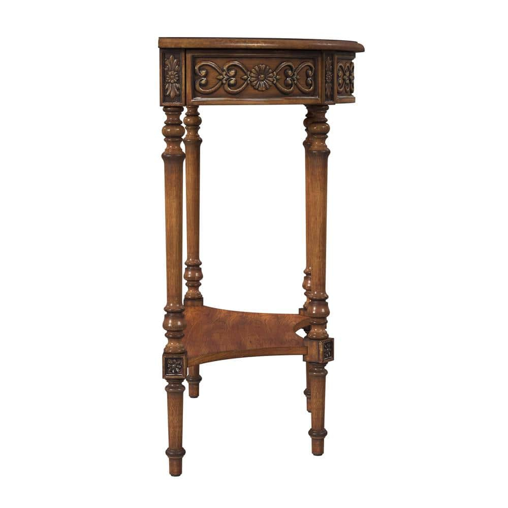 Danelle Light Cherry Wood Demilune Console Table with Storage