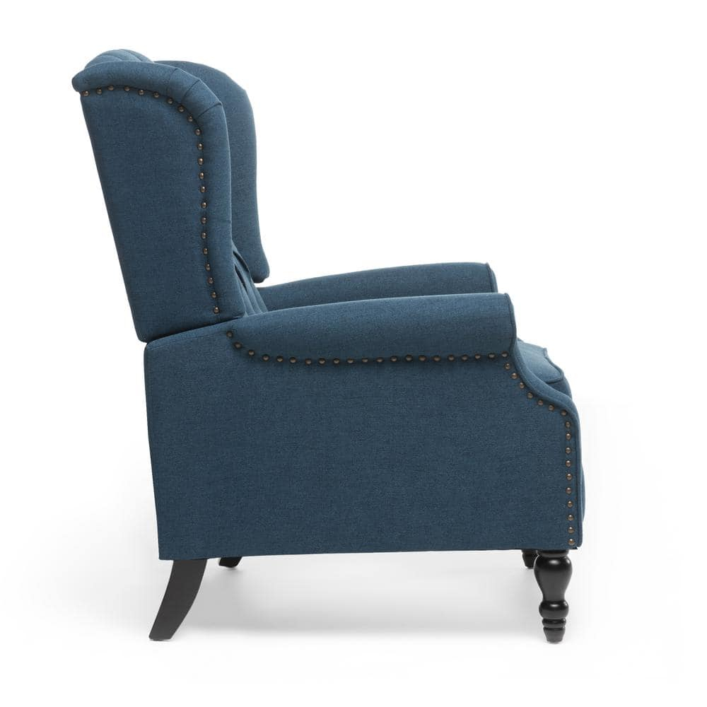 Noble House Walter Fabric Pushback Recliner, Set of 2, Blue