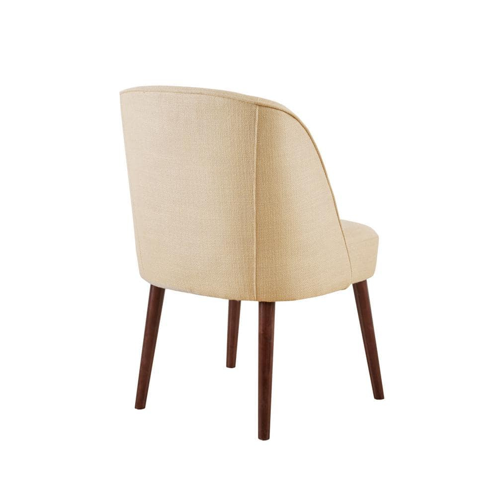 Natural Birch Upholstered Dining Chair with Curved Back