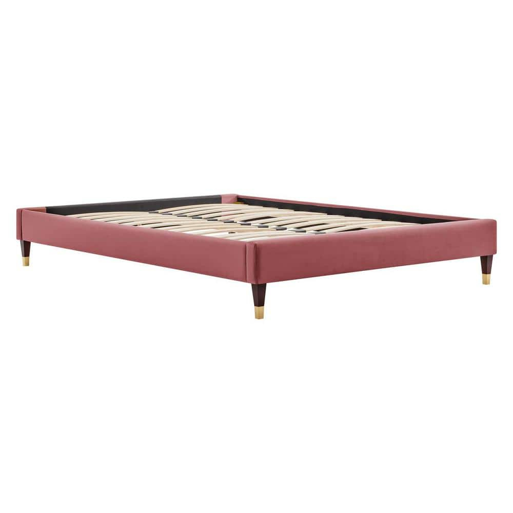 Modway Harlow Full Performance Velvet Platform Bed Frame in Dusty Rose