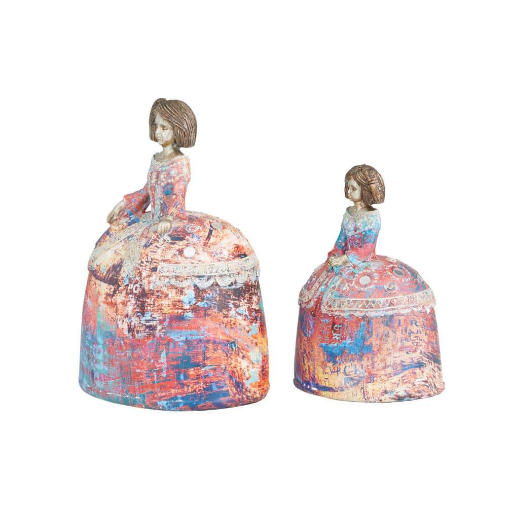 Multi-Colored Polystone Tuscan Sculptures (Set of 2)