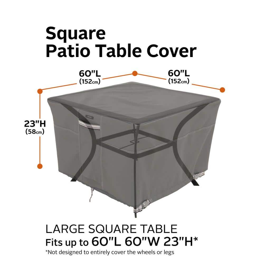 Classic Accessories Ravenna Water-Resistant 60 Inch Square Patio Table Cover