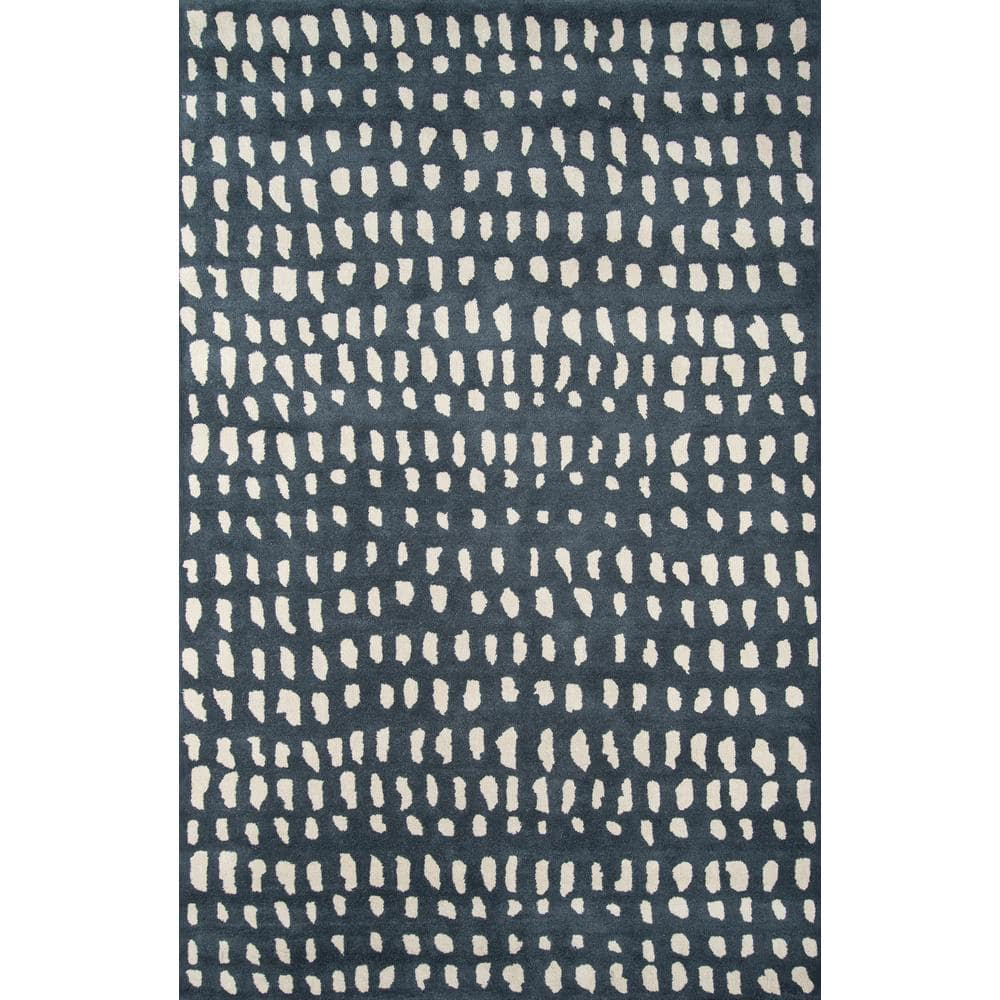Skyline Decor Novogratz by  Delmar Boho Dots Hand-tufted Wool Area Rug Blue 9' x 12' 9' x 12' Indoor, Handmade Ivory Rectangle
