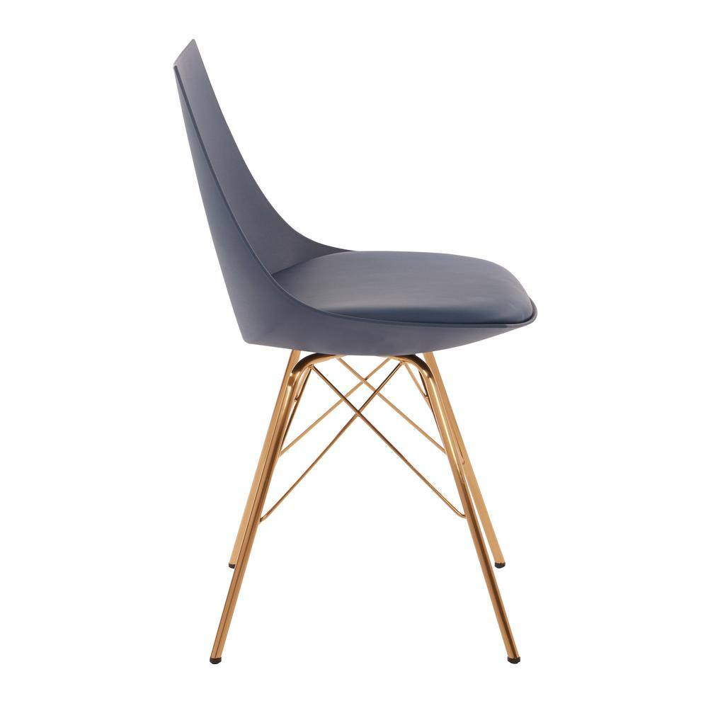 OSP Home Furnishings Oakley Chair in Navy Faux Leather with Gold Chrome Base