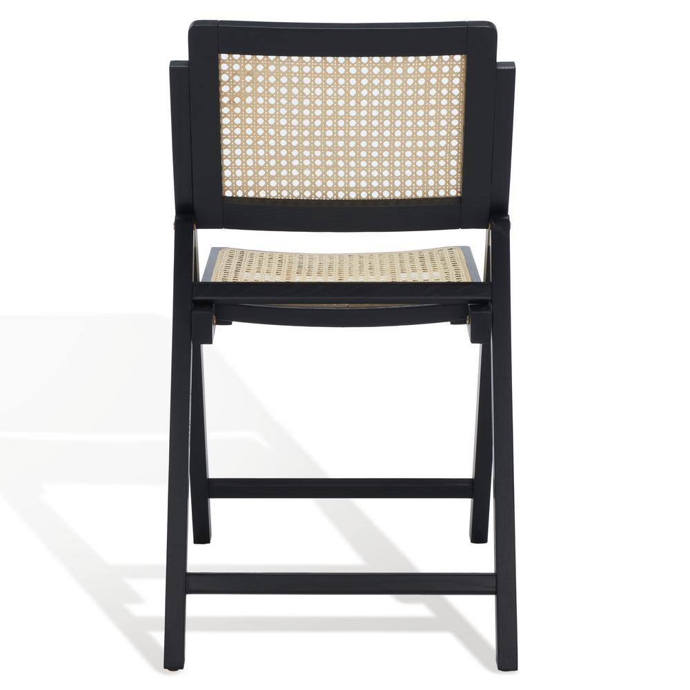 SAFAVIEH Couture Desiree Modern Cane Solid Folding Dining Chair, Black/Natural (Set of 2)
