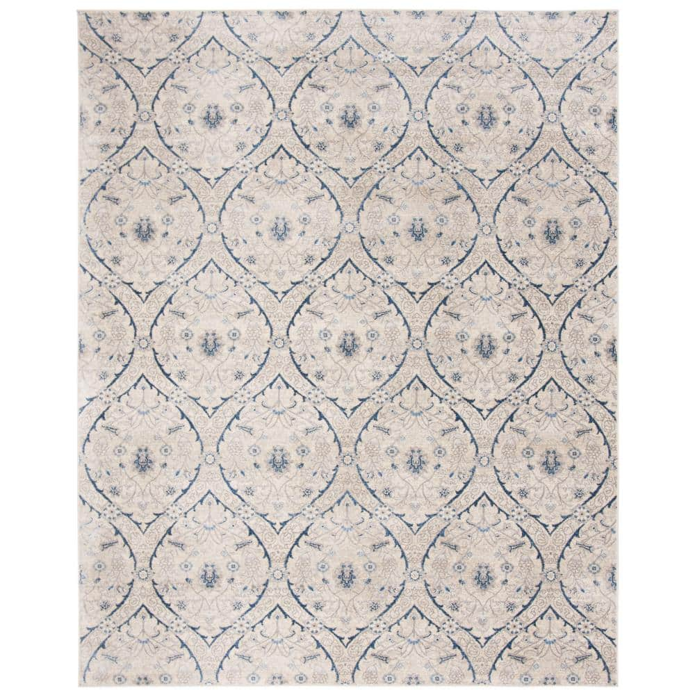 SAFAVIEH Brentwood Braelyn Damask Area Rug, Light Grey/Blue, 10' x 13'