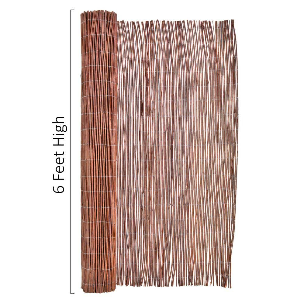 Backyard X-Scapes Natural Willow Rolled Panel Fence Decorative Fencing for Backyard Brown 72 in H x 96 in L