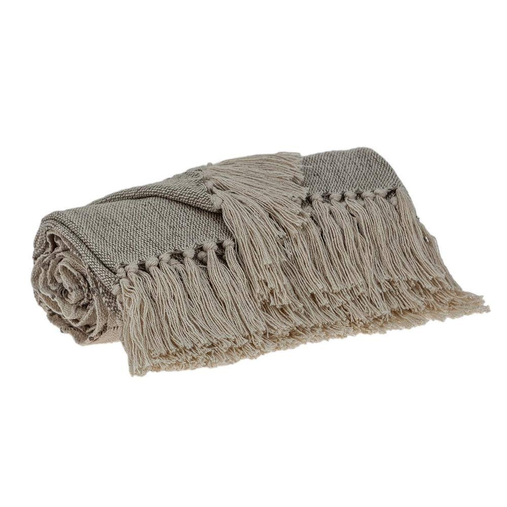 Parkland Collection Ishan Eclectic Beige 52" X 67" Woven Handloom Throw
