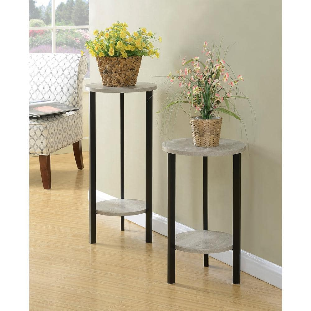 Convenience Concepts Graystone 24-inch 2 Tier Plant Stand, Faux Birch/Black