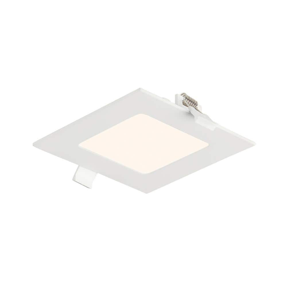 4 in Square 550 Lumens Selectable CCT Integrated LED Canless Slim Panel Light, EV457SWK50WH
