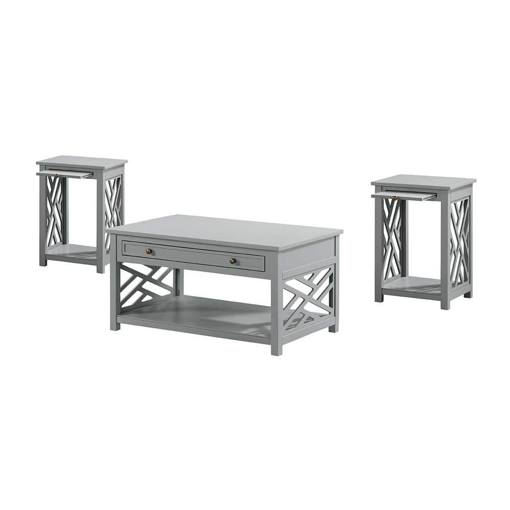 Alaterre Coventry 36" Coffee Table with Drawer and Two End Tables with Tray, Set of 3