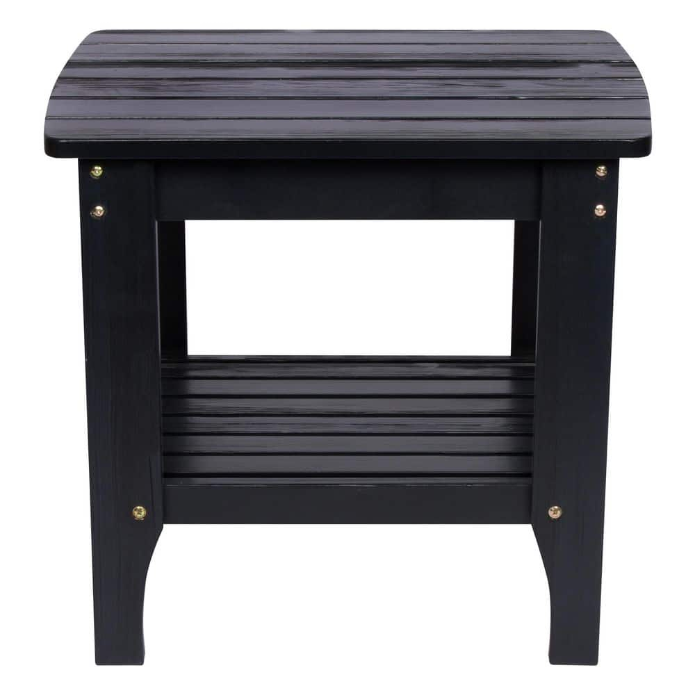 Shine Company Rectangular Traditional Wood Indoor/Outdoor Side Table in Black