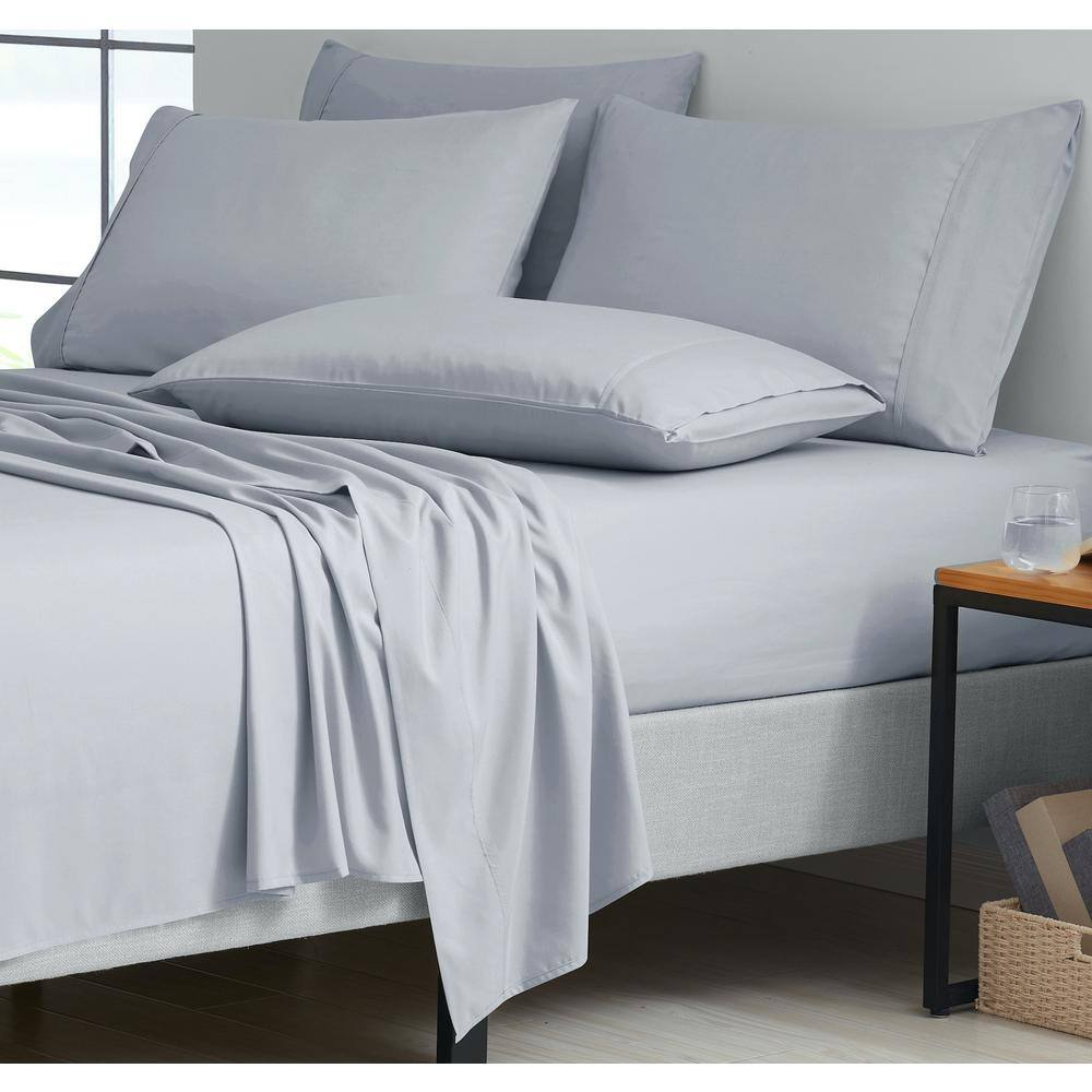 Kathy Ireland 2000 Thread Count Cotton 6 Pc Sheet Set - 5 Colors - Silver Grey - Cal King