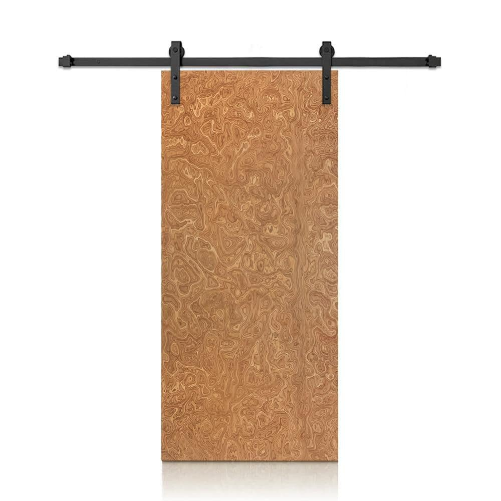 Calhome Walnut Smooth Flush Hollow Core Veneer Composite Interior Sliding Barn Door with Hardware Kit