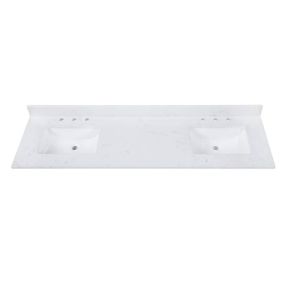 Modero 73" White Engineered Wood Double Vanity with Stone Top