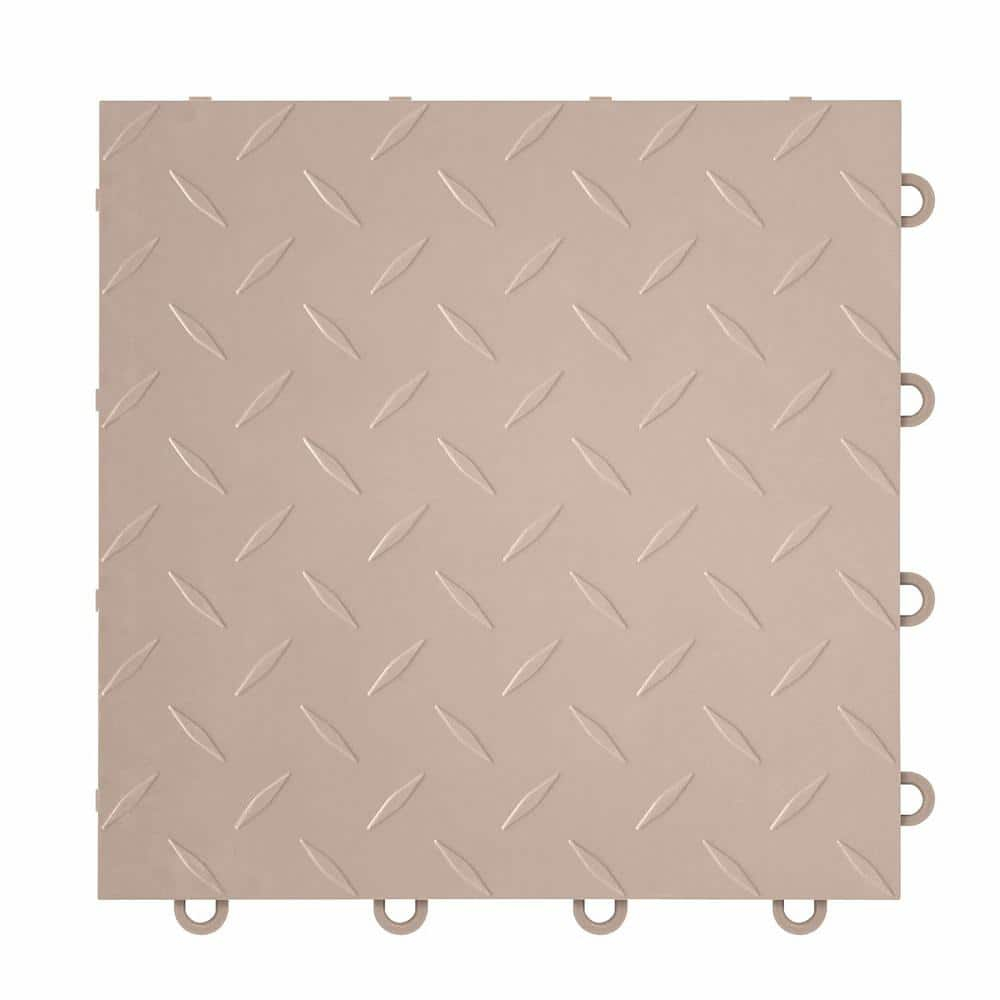 FlooringInc's Nitro 12"x12" Snap-Together Garage Flooring Tiles, Non-Slip Interlocking Plastic Garage Floor Mat, Garage Organization & Garage Storage, Diamond Pattern, Sahara Sand, 52 Tiles, 52 Sq/Ft