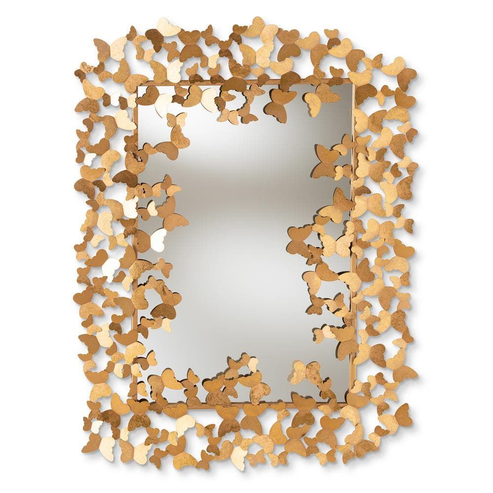 Baxton Studio Antique Gold Finished Butterfly Accent Wall Mirror