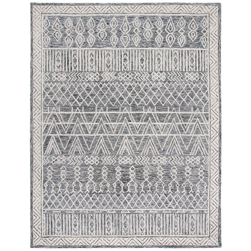 SAFAVIEH Abstract Alastar Geometric Area Rug, Ivory/Black, 9' x 12'