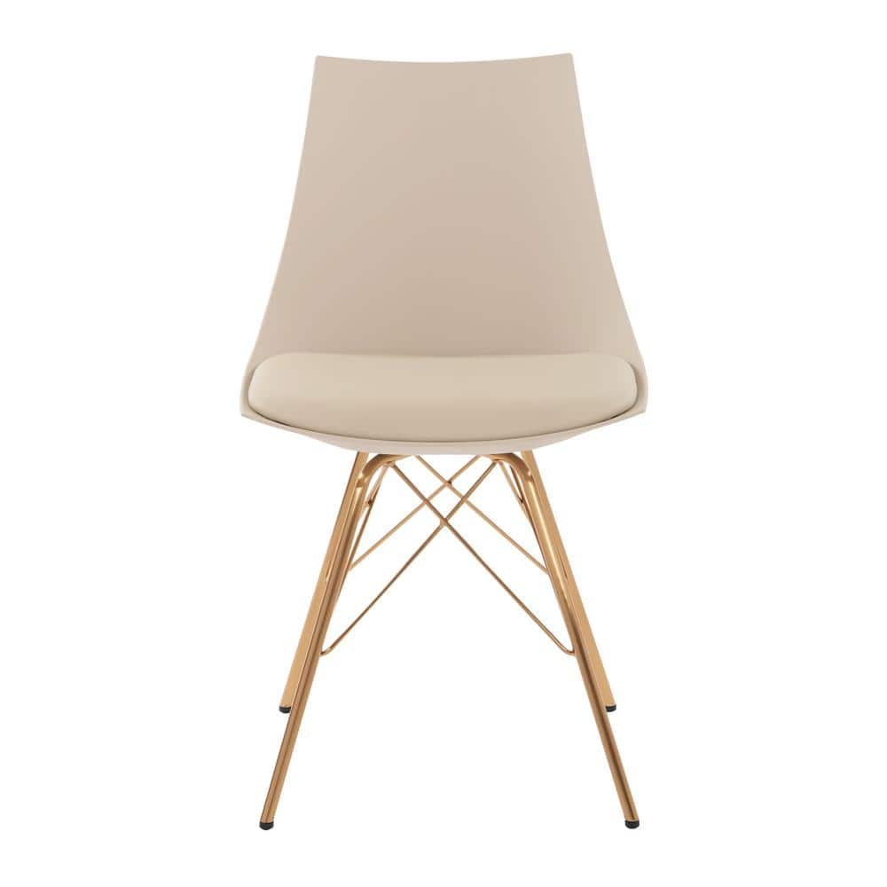 OSP Home Furnishings Oakley Chair in Cream Faux Leather with Gold Chrome Base