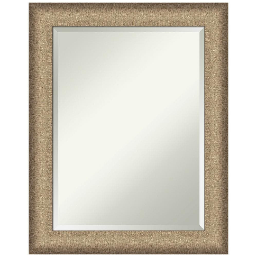 Amanti Art Beveled Bathroom Wall Mirror - Elegant Frame Elegant Brushed Bronze Outer Size: 23 x 29 in Copper