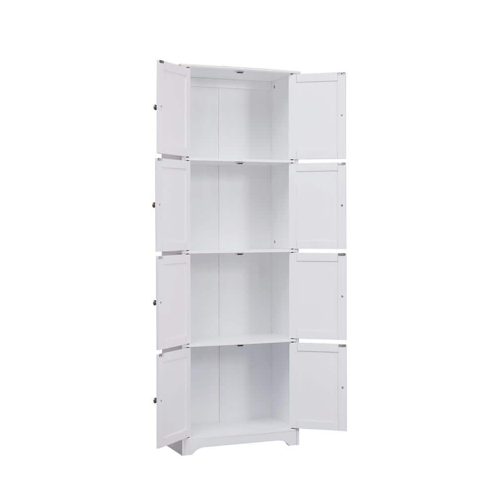 InRoom Furniture KT101-WH 8-Door Cabinet, White