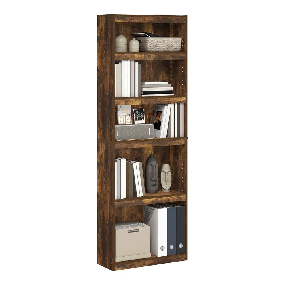Furinno JAYA Enhanced Home 5-Tier Shelf Bookcase, Amber Pine