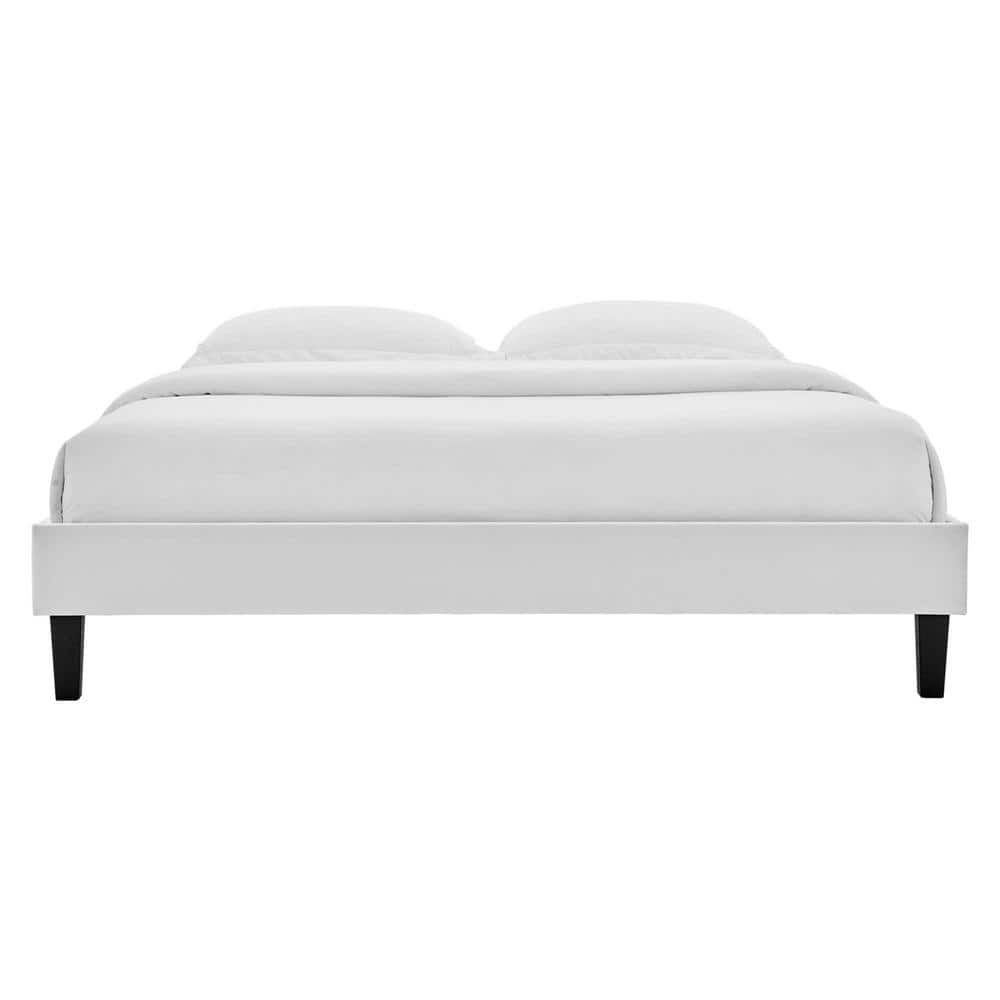 Modway Reign Queen Performance Velvet Platform Bed Frame in Light Gray