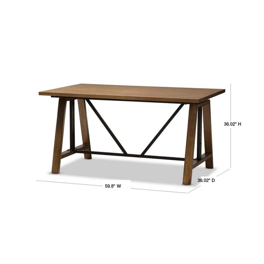 Baxton Studio Nico Rustic Industrial Metal and Distressed Wood Adjustable Height Work Table