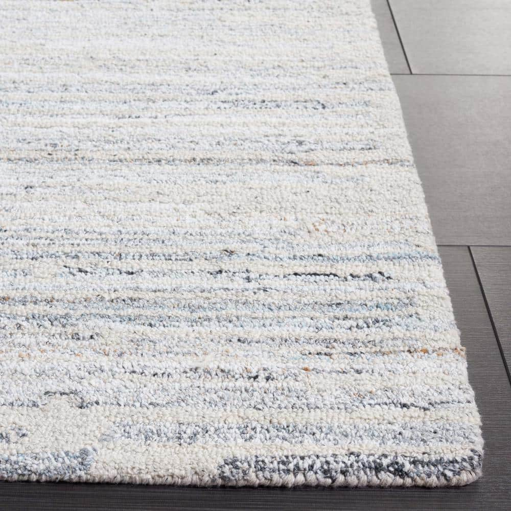 SAFAVIEH Abstract Rordan Striped Geometric Area Rug, Beige/Blue, 6' x 6' Square