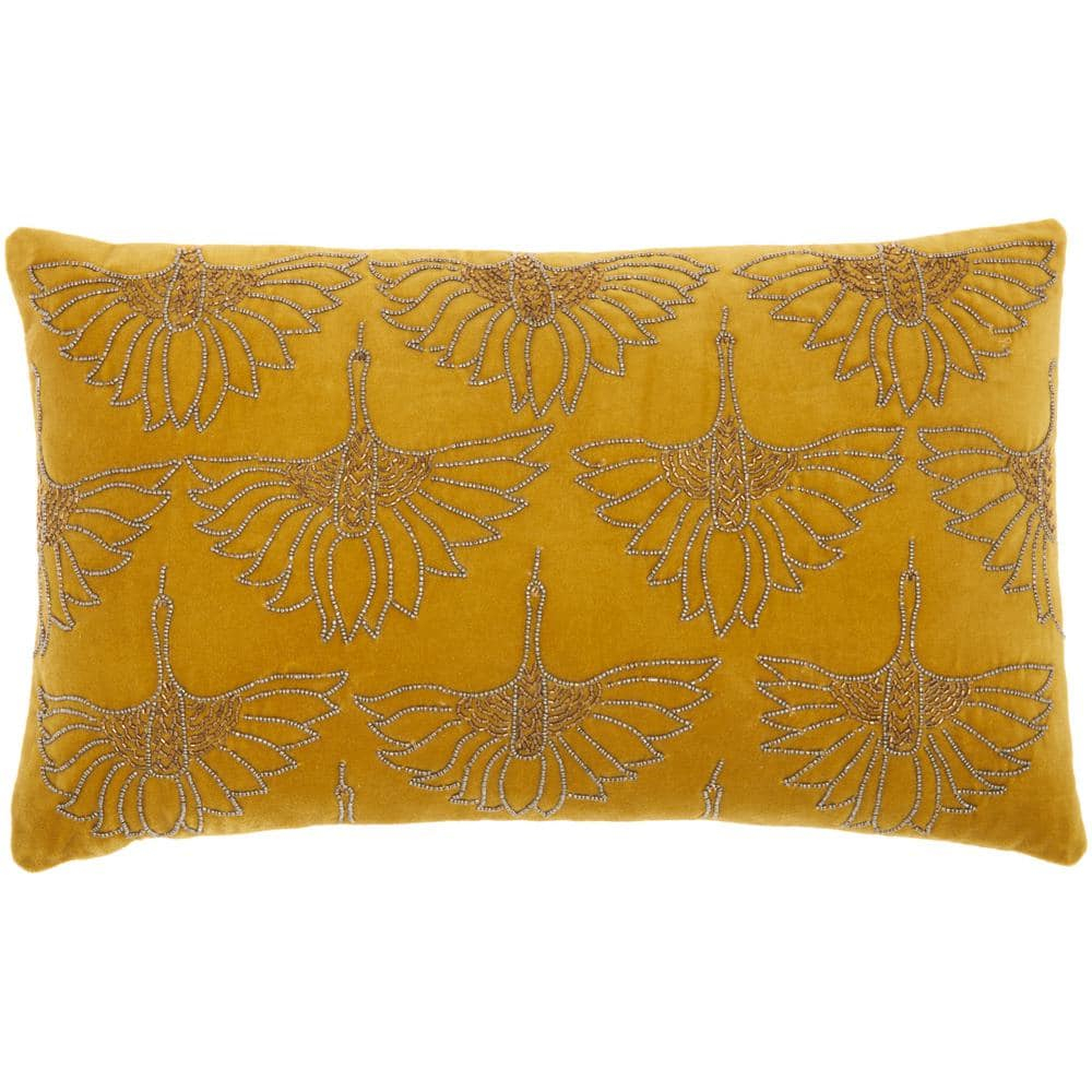 Nourison Sofia Gold Decorative Throw Pillow , 12"X20"