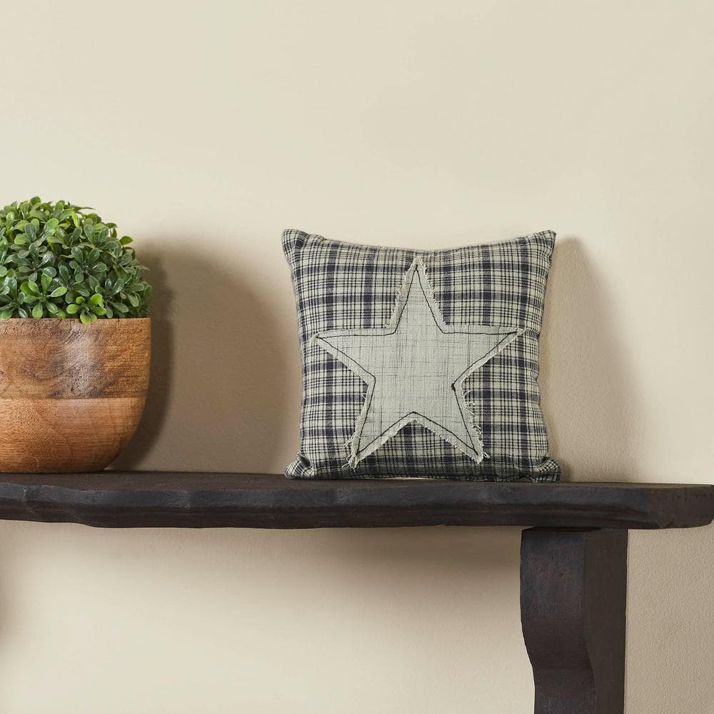 VHC Brands My Country Applique Star Pillow 6x6, Cotton Pillow With Polyester Pillow Fill, Decorative Throw Pillow, My Country Collection, Square 6x6, Navy