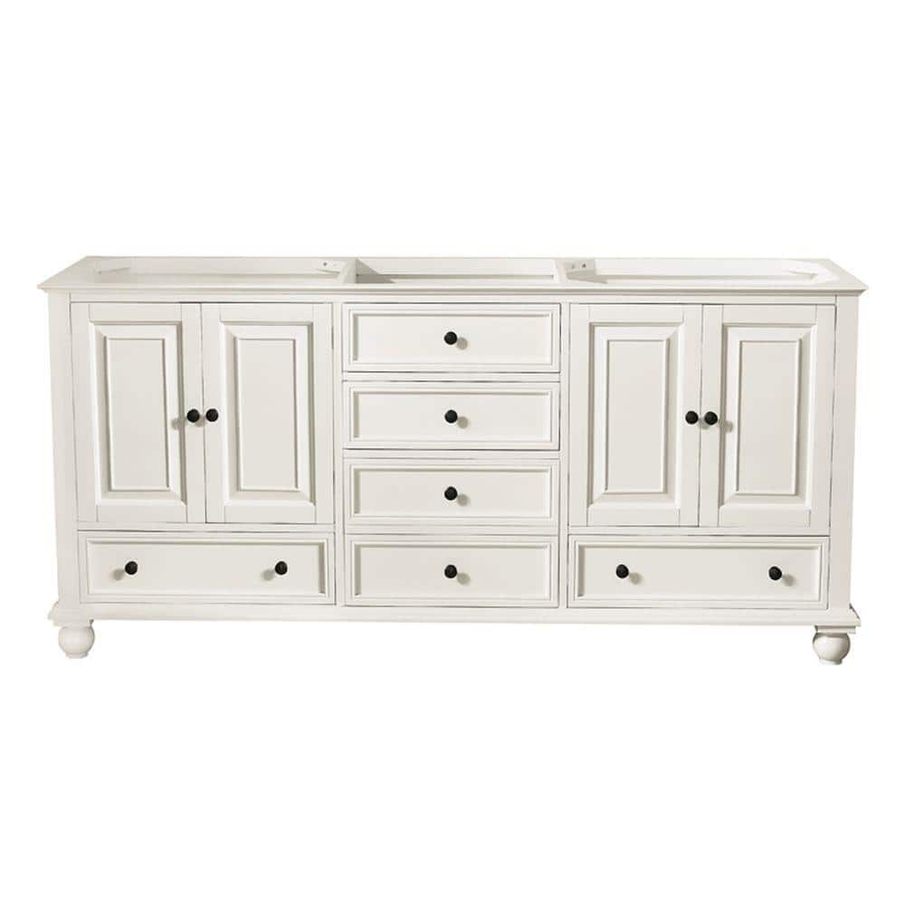 French White Solid Wood Double Freestanding Vanity, 72-inch