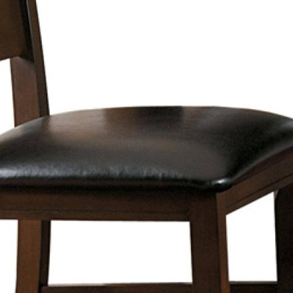 Red Barrel Studio® Faux Leather Upholstered Wooden Side Chair with Ladder Back Design, Brown (Set of 2)
