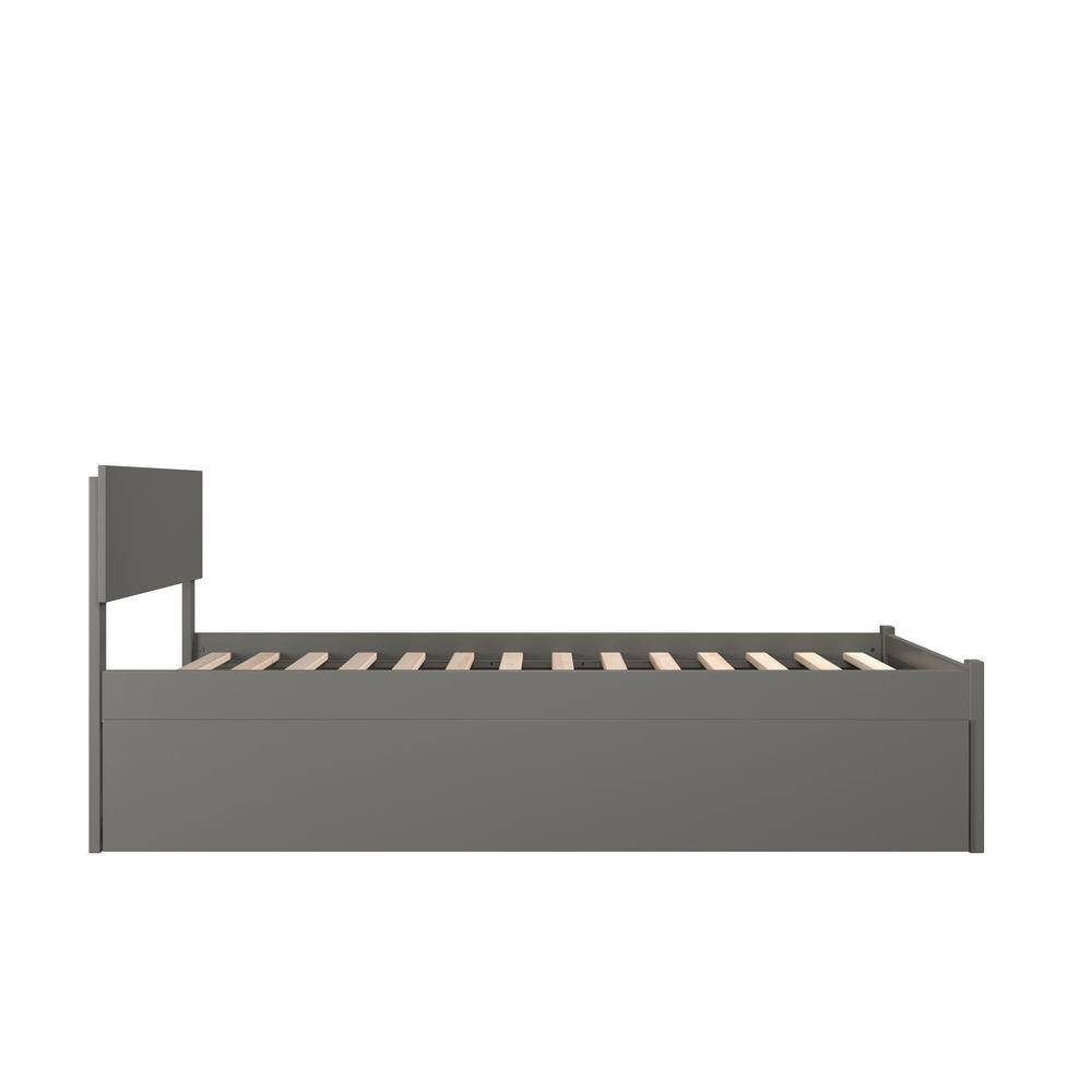 Orlando Full Platform Bed with Flat Panel Foot Board and Full Size Urban Trundle Bed in Grey