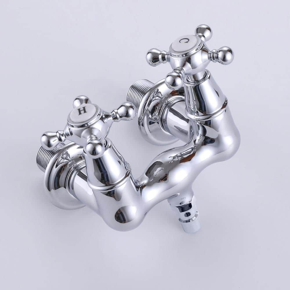 SUMERAIN Wall Mount Tub Faucet Vintage Leg Tub Filler 3-3/8 Inch Center High Flow Chrome