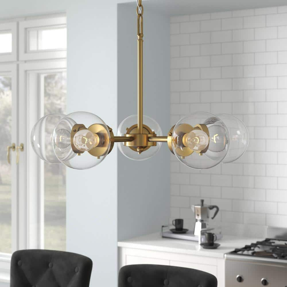 Knoll Vintage Warmth 26" Sputnik Chandelier in Brushed Gold