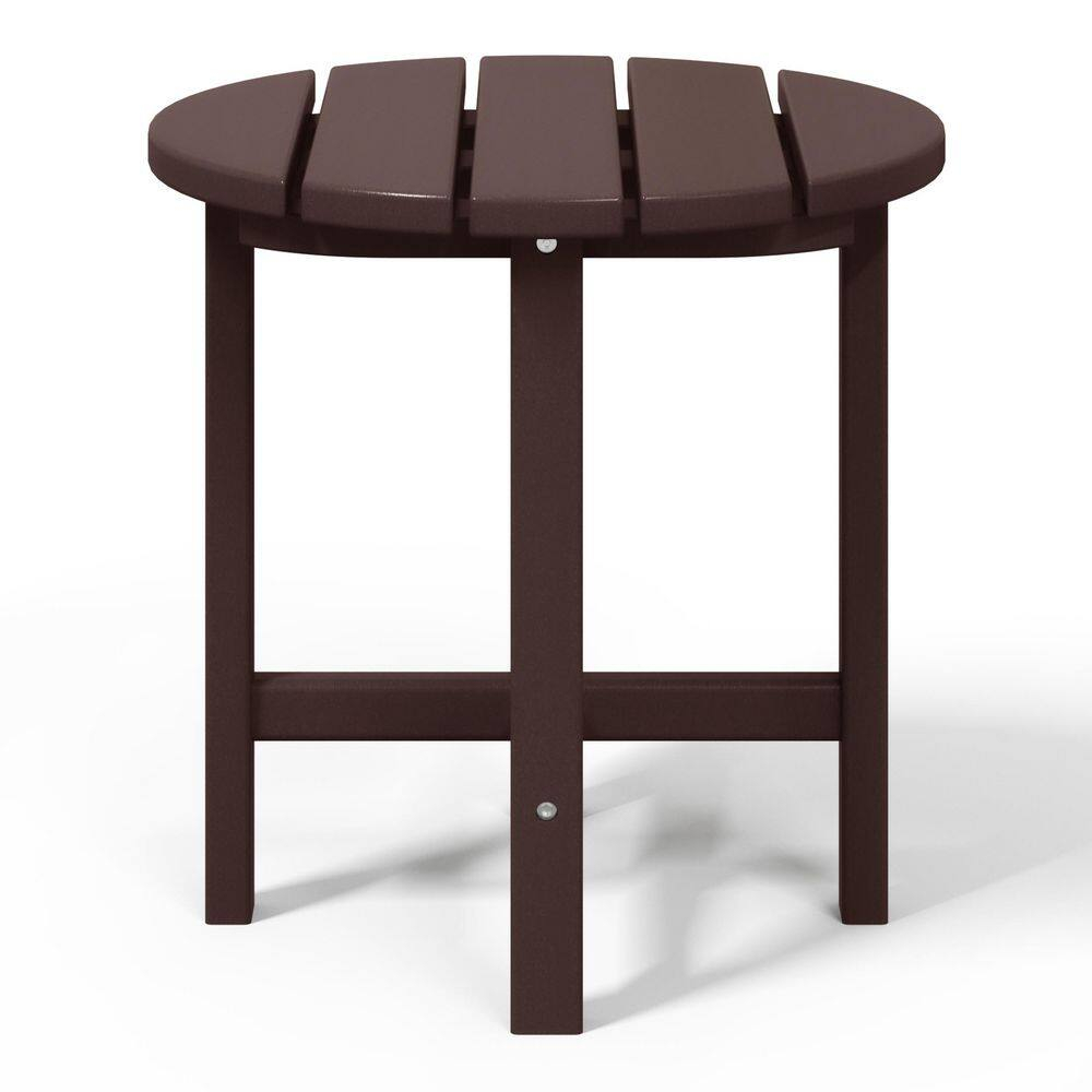 Polytrends   Altura Eco-friendly All Weather  Round 18" Side Table Dark Brown