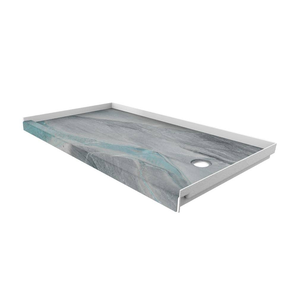 FlexStone 60"L x 30"W Single Threshold Alcove Shower Base with Right-Hand Drain
