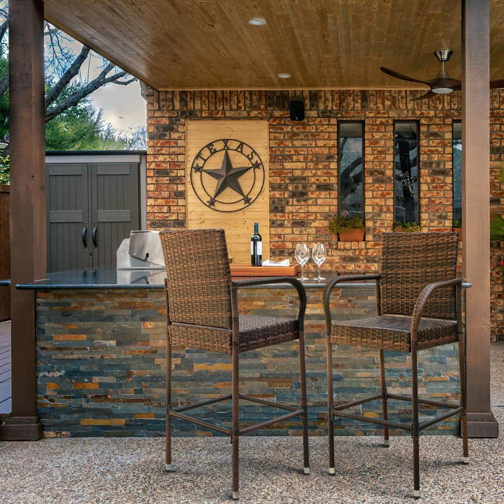 Chillrest Rattan Wicker Outdoor Bar Stool 2 Pack