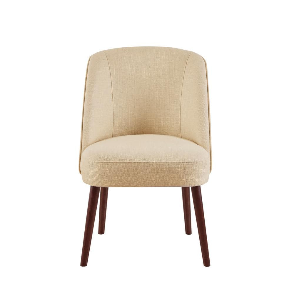 Natural Birch Upholstered Dining Chair with Curved Back