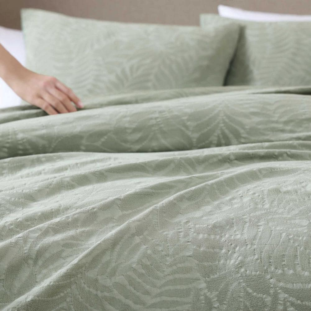 Harbor Palm 3 Piece Green 100% Cotton King Comforter Set