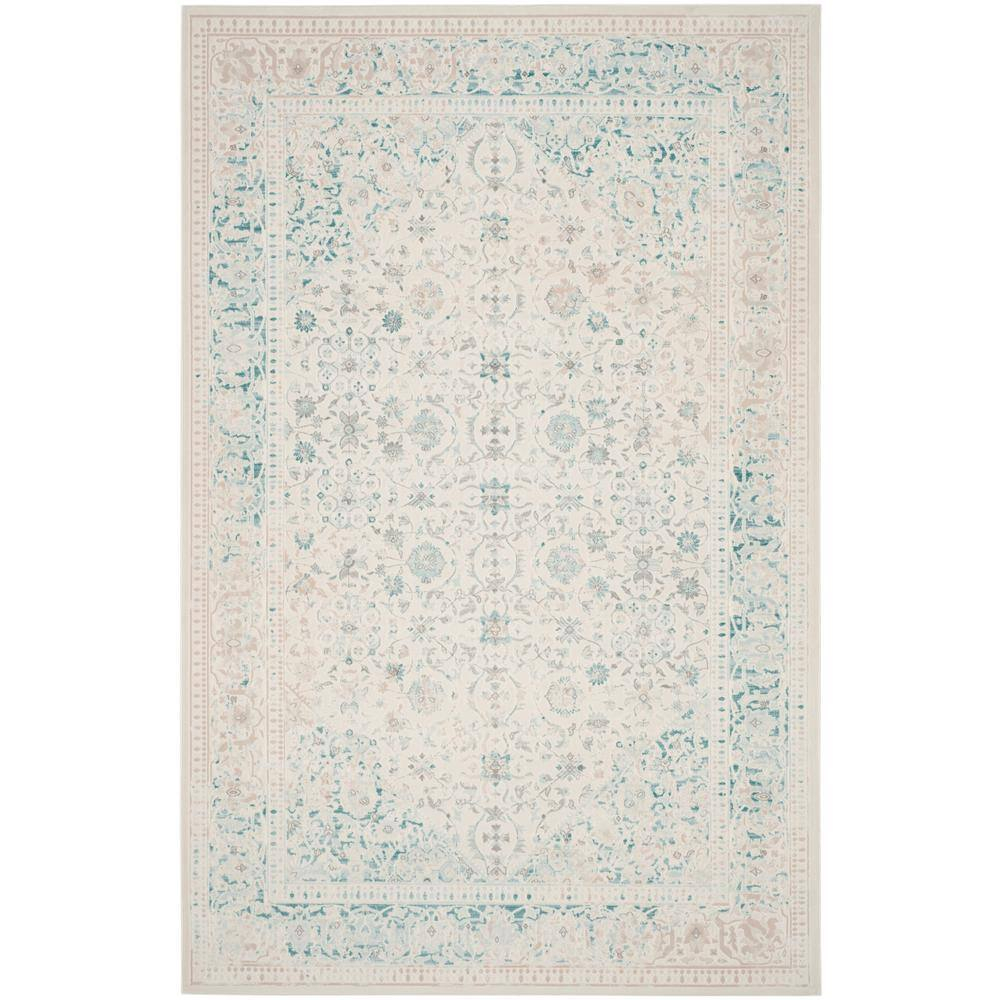 SAFAVIEH Passion Collection Area Rug - 8' x 11', Turquoise & Ivory, Vintage Distressed Design, Non-Shedding & Easy Care, Ideal for High Traffic Areas in Living Room, Bedroom (PAS405B)