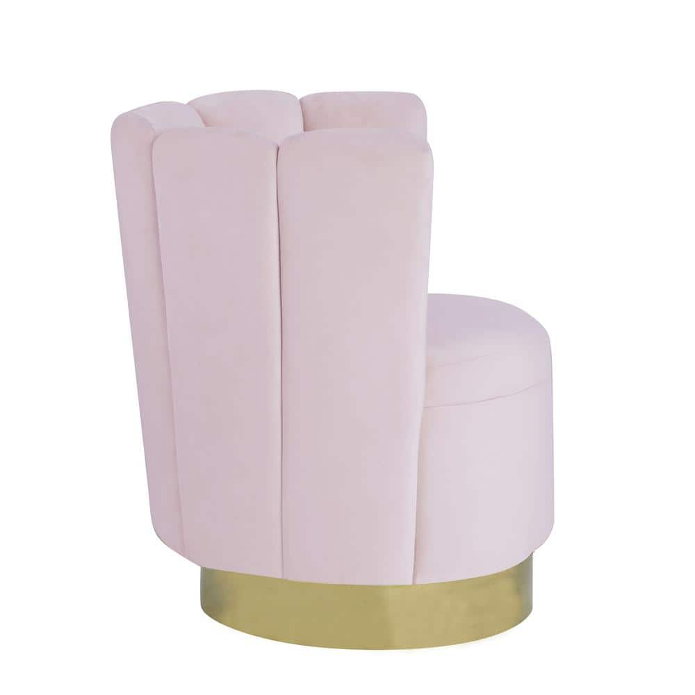 Ellis Velvet Upholstered Swivel Accent Chair in Pink Velvet