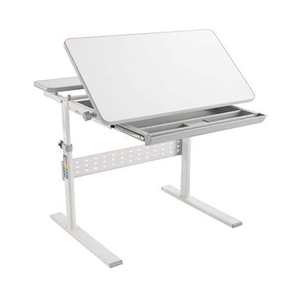 Mount-It! Kids Height Adjustable Desk | Plastic Finish | Grey