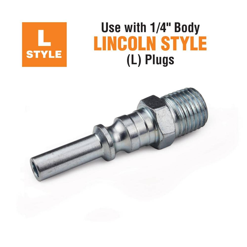 Primefit LK1001-2 .25" Lincoln Steel Coupler Set with Male Plug, 2-Pieces