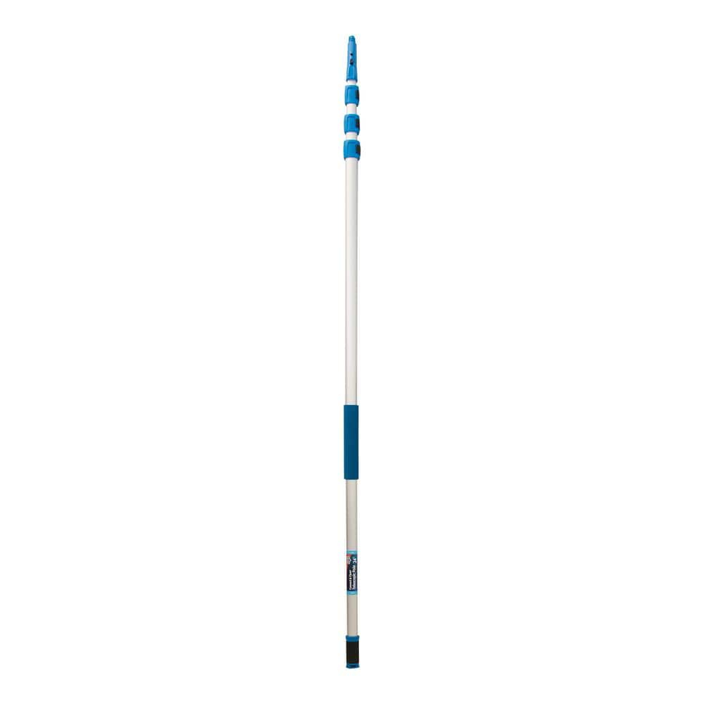 24 ft Silver Aluminum Telescoping Cleaning Pole with Quick-Flip Clamps