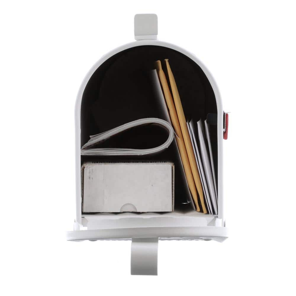 Medium White Aluminum Post Mount Mailbox